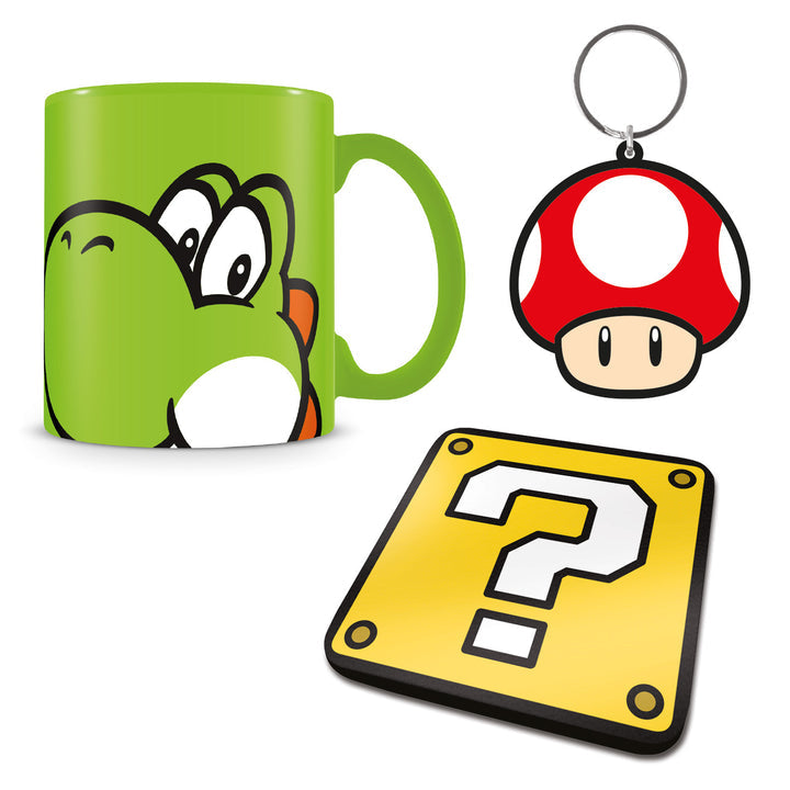 Yoshi Mug, Base and Keyring Set - Super Mario