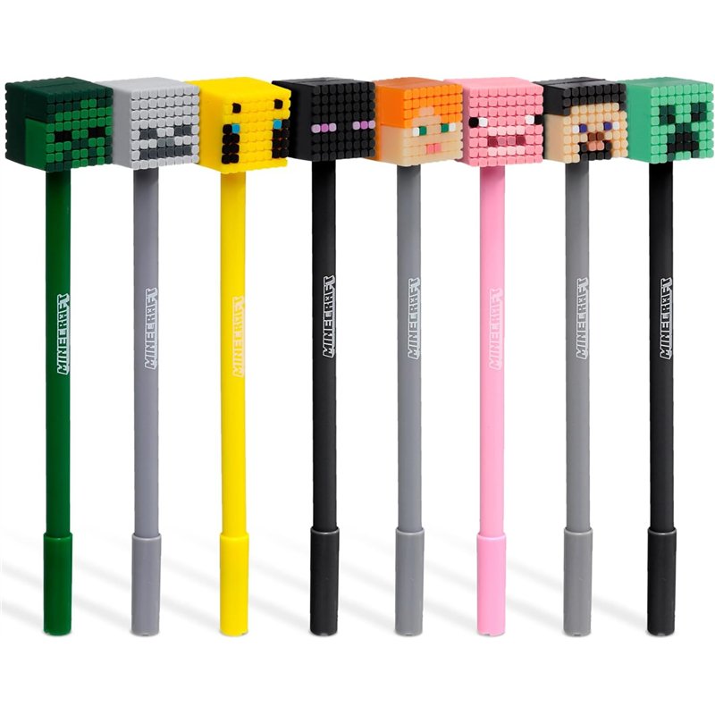 Set of 8 Fine Point Pens with Topper – Minecraft