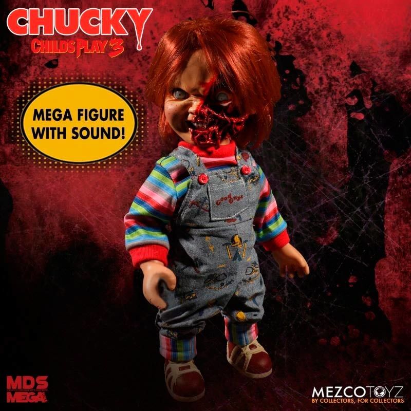 Chucky Childs Play 3 Chucky Pizza Face figura falante 38 cm - MerchVillain
