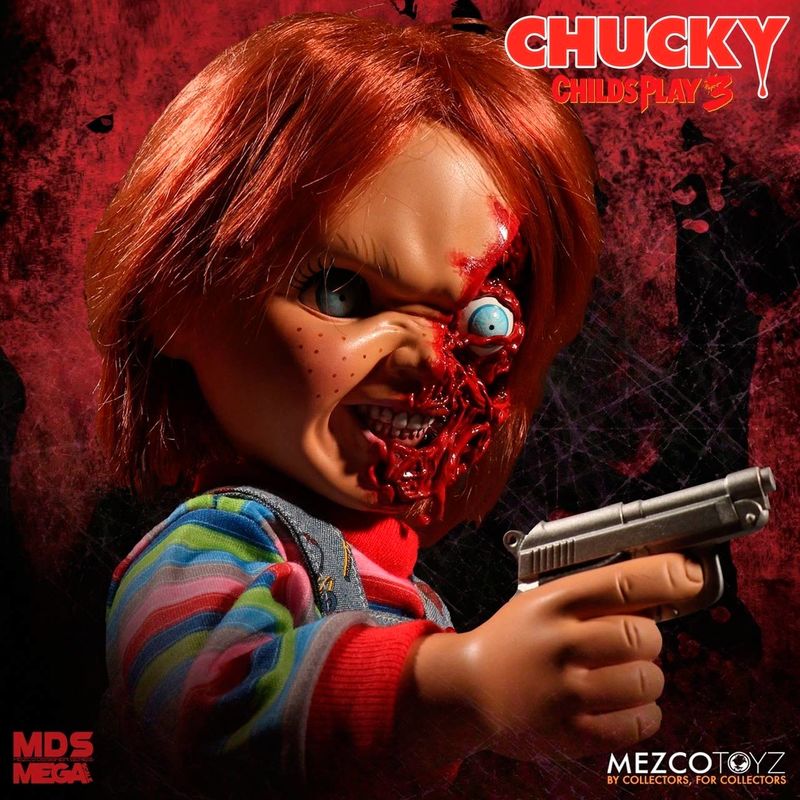 Chucky Childs Play 3 Chucky Pizza Face figura falante 38 cm - MerchVillain
