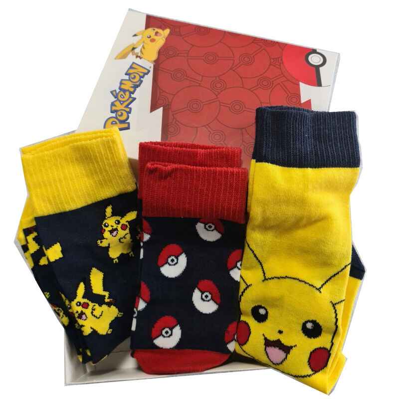 Conjunto 3 Pares de Meias Adulto Sortido - Pokémon (Tamanho 39-45)