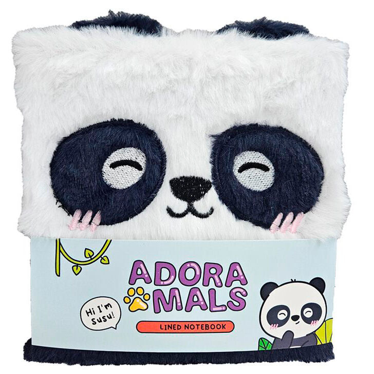 Plush A5 Notebook with Panda Bear – Adoramals (15.5x15x2 cm)