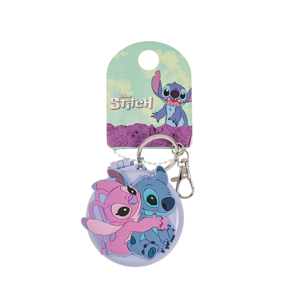 Stitch &amp; Angel Compact Keychain with Mirror and Brush – Disney